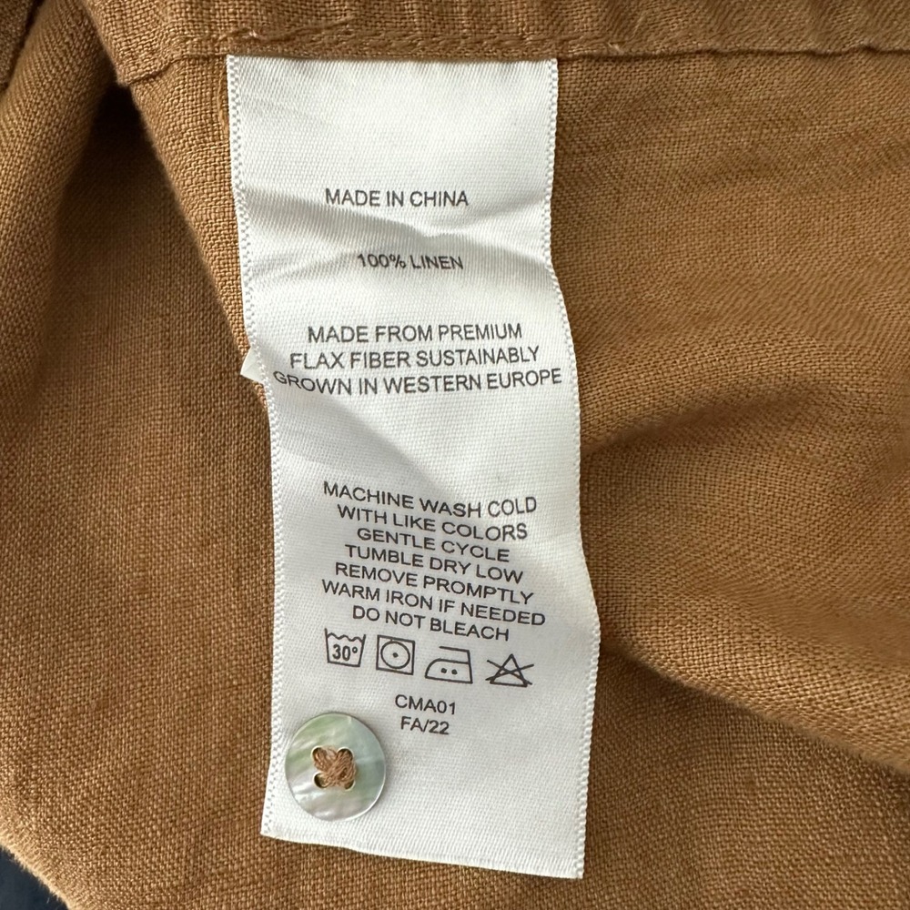 Quince 100% European Linen Pintuck‎ Mini Dress Brown Short Sleeve XS - Picture 11 of 11